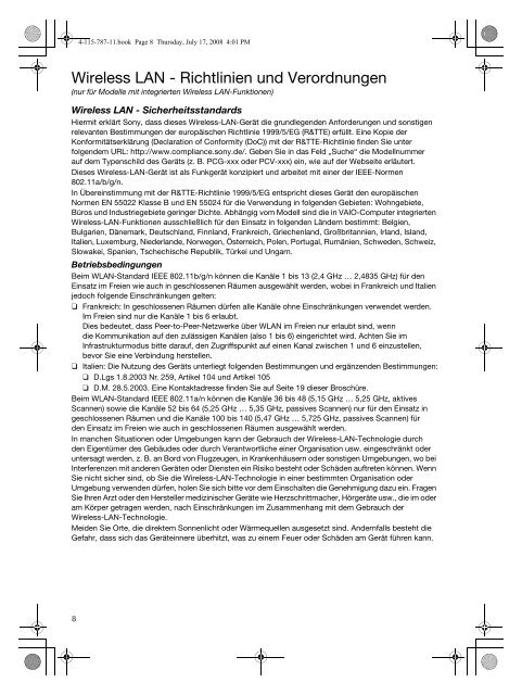 Sony VGN-NS11SR - VGN-NS11SR Documents de garantie Allemand