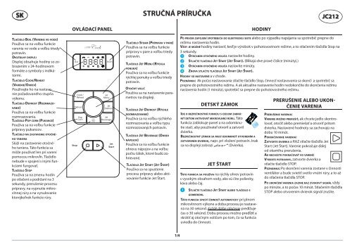 KitchenAid JC 212 WH - JC 212 WH SK (858721299290) Scheda programmi