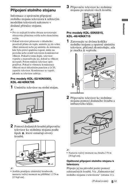 Sony KDL-40NX715 - KDL-40NX715 Consignes d&rsquo;utilisation Tch&egrave;que