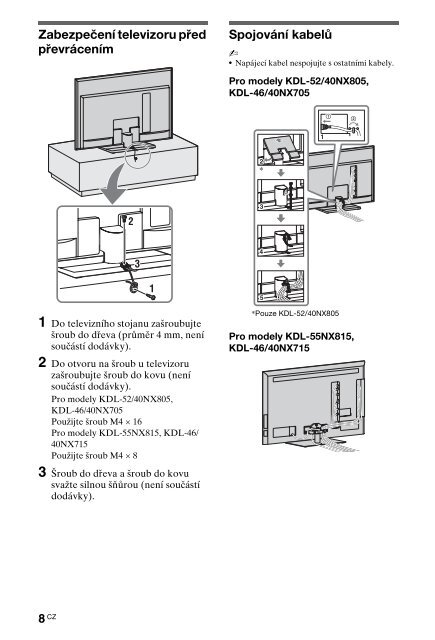 Sony KDL-40NX715 - KDL-40NX715 Consignes d&rsquo;utilisation Tch&egrave;que