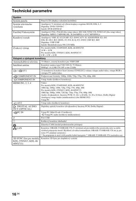 Sony KDL-40NX715 - KDL-40NX715 Consignes d&rsquo;utilisation Tch&egrave;que