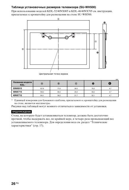 Sony KDL-40NX715 - KDL-40NX715 Consignes d&rsquo;utilisation Russe