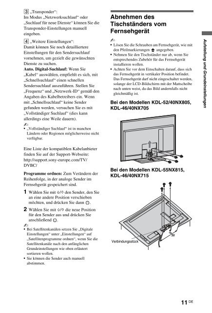 Sony KDL-40NX715 - KDL-40NX715 Consignes d&rsquo;utilisation Allemand