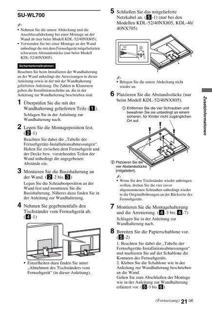 Sony KDL-40NX715 - KDL-40NX715 Consignes d&rsquo;utilisation Allemand