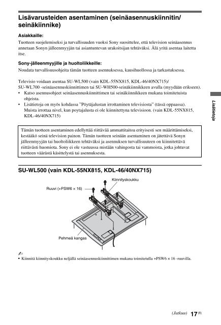 Sony KDL-40NX715 - KDL-40NX715 Consignes d&rsquo;utilisation Italien