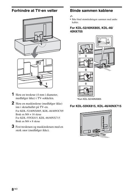 Sony KDL-40NX715 - KDL-40NX715 Consignes d&rsquo;utilisation Italien