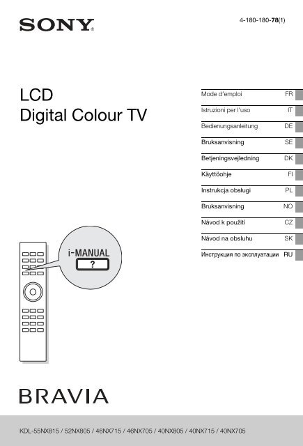 Sony KDL-40NX715 - KDL-40NX715 Consignes d&rsquo;utilisation Norv&eacute;gien