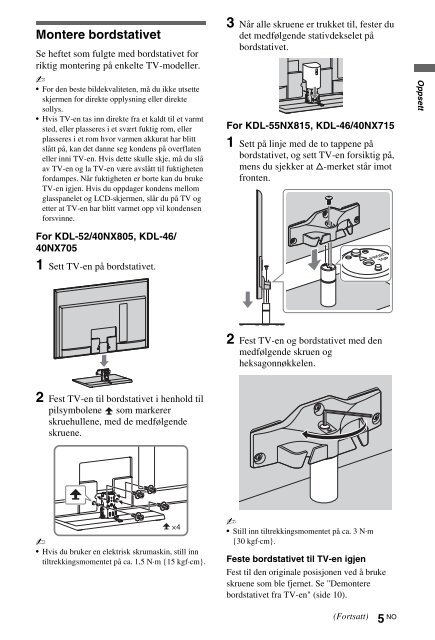 Sony KDL-40NX715 - KDL-40NX715 Consignes d&rsquo;utilisation Norv&eacute;gien