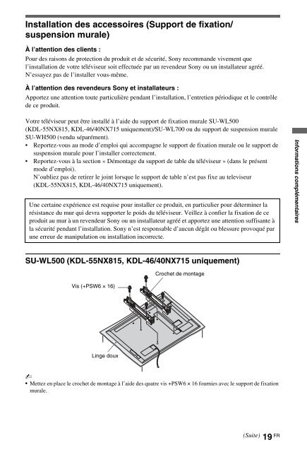 Sony KDL-40NX715 - KDL-40NX715 Consignes d&rsquo;utilisation Danois