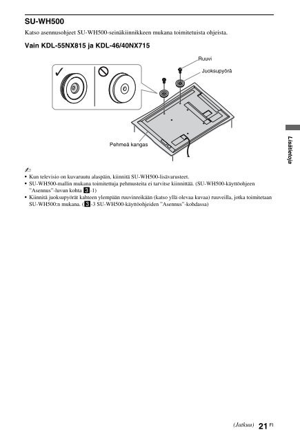 Sony KDL-40NX715 - KDL-40NX715 Consignes d&rsquo;utilisation Su&eacute;dois
