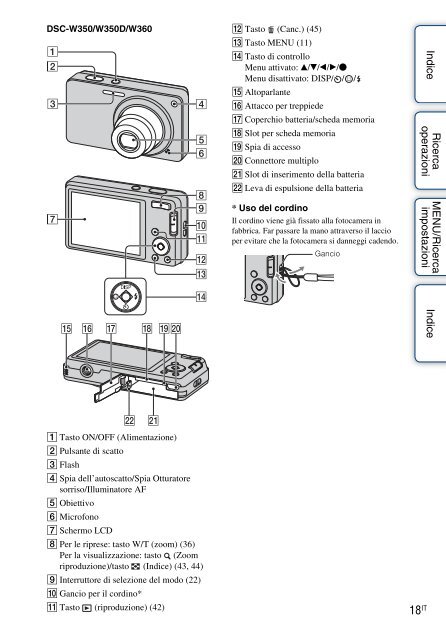 Sony DSC-W380 - DSC-W380 Consignes d&rsquo;utilisation Italien