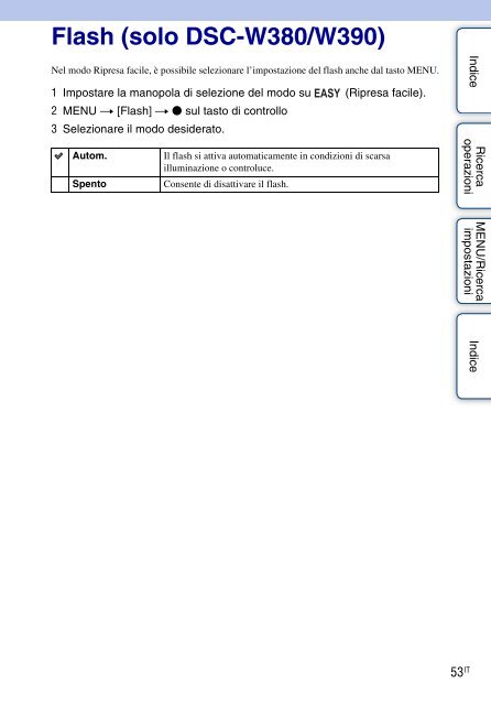 Sony DSC-W380 - DSC-W380 Consignes d&rsquo;utilisation Italien