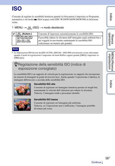 Sony DSC-W380 - DSC-W380 Consignes d&rsquo;utilisation Italien