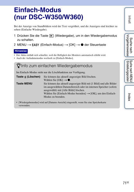 Sony DSC-W380 - DSC-W380 Guide pratique Allemand