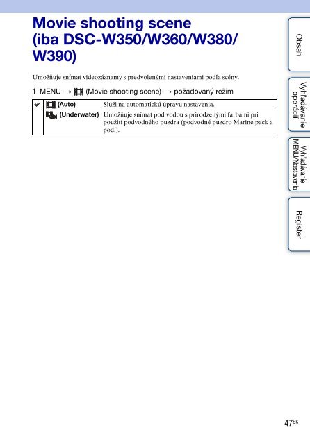 Sony DSC-W380 - DSC-W380 Guide pratique Slovaque
