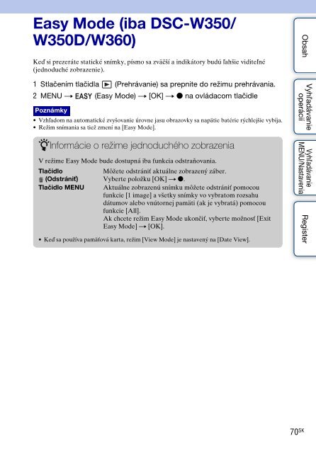 Sony DSC-W380 - DSC-W380 Guide pratique Slovaque