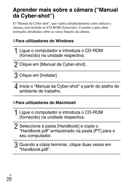 Sony DSC-W380 - DSC-W380 Consignes d&rsquo;utilisation Portugais