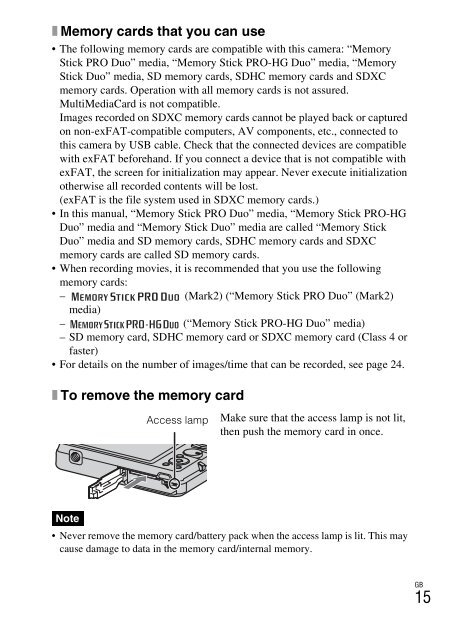 Sony DSC-W380 - DSC-W380 Consignes d&rsquo;utilisation Anglais