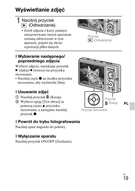 Sony DSC-W380 - DSC-W380 Consignes d&rsquo;utilisation Polonais