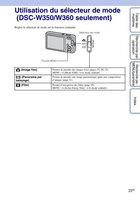 Sony DSC-W380 - DSC-W380 Guide pratique Fran&ccedil;ais