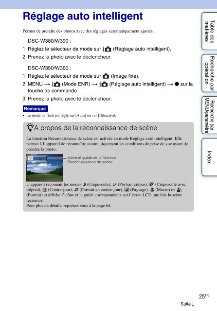 Sony DSC-W380 - DSC-W380 Guide pratique Fran&ccedil;ais