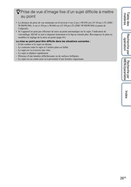 Sony DSC-W380 - DSC-W380 Guide pratique Fran&ccedil;ais