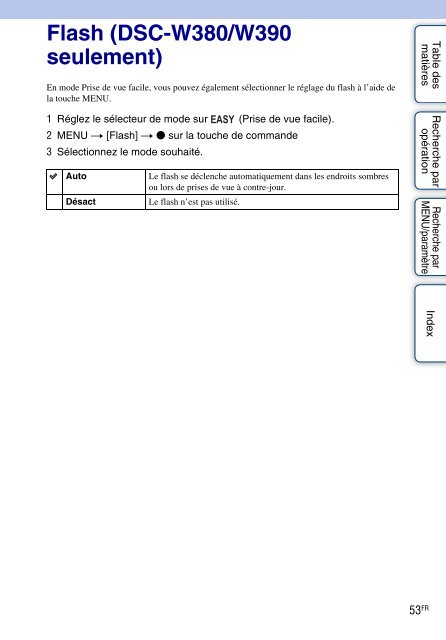 Sony DSC-W380 - DSC-W380 Guide pratique Fran&ccedil;ais