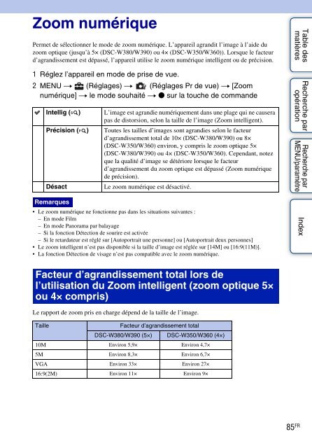 Sony DSC-W380 - DSC-W380 Guide pratique Fran&ccedil;ais