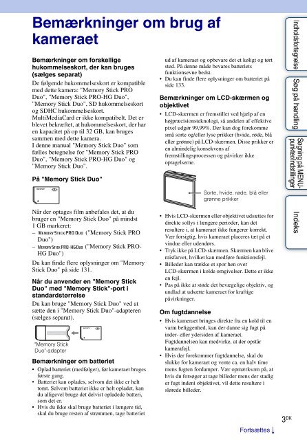 Sony DSC-W380 - DSC-W380 Consignes d&rsquo;utilisation Danois