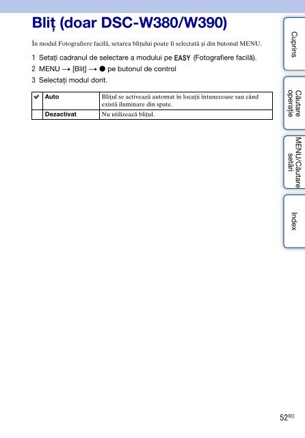 Sony DSC-W380 - DSC-W380 Consignes d&rsquo;utilisation Roumain