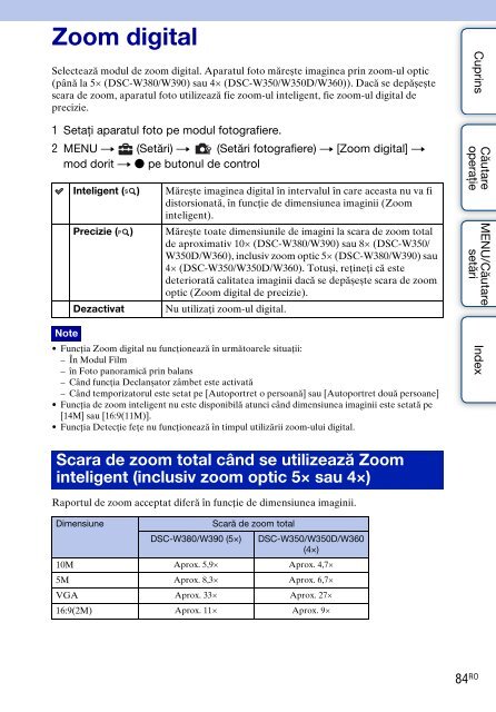 Sony DSC-W380 - DSC-W380 Consignes d&rsquo;utilisation Roumain