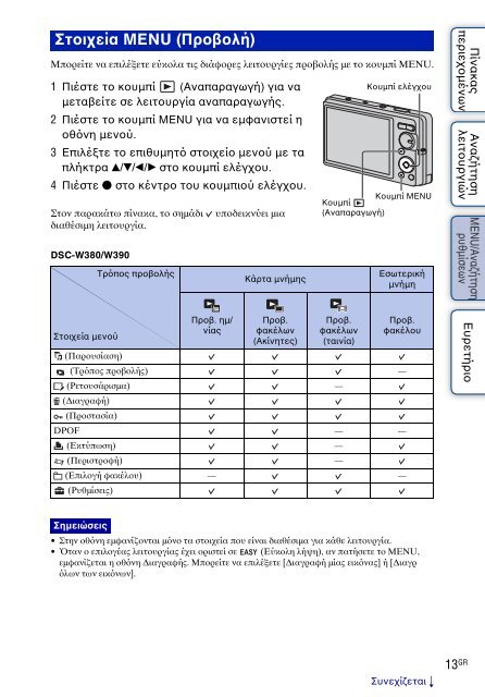 Sony DSC-W380 - DSC-W380 Consignes d&rsquo;utilisation Grec