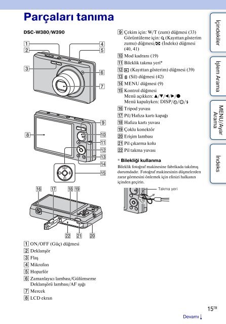 Sony DSC-W380 - DSC-W380 Consignes d&rsquo;utilisation Turc