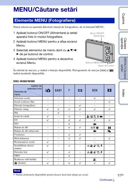 Sony DSC-W380 - DSC-W380 Consignes d&rsquo;utilisation Roumain