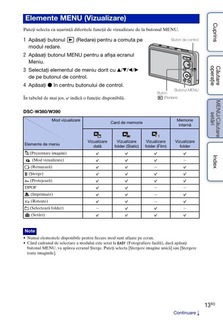 Sony DSC-W380 - DSC-W380 Consignes d&rsquo;utilisation Roumain