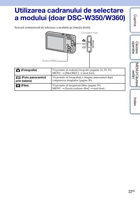 Sony DSC-W380 - DSC-W380 Consignes d&rsquo;utilisation Roumain