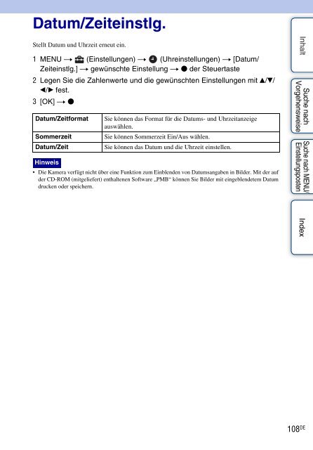 Sony DSC-W380 - DSC-W380 Consignes d&rsquo;utilisation Allemand