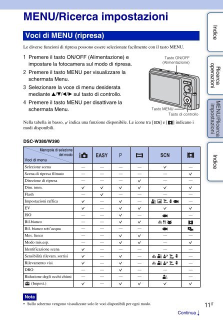 Sony DSC-W380 - DSC-W380 Guide pratique Italien