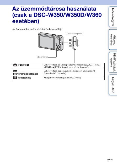 Sony DSC-W380 - DSC-W380 Guide pratique Hongrois