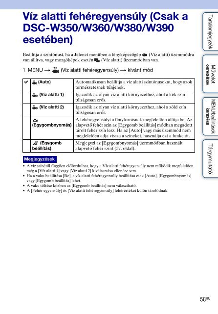 Sony DSC-W380 - DSC-W380 Guide pratique Hongrois