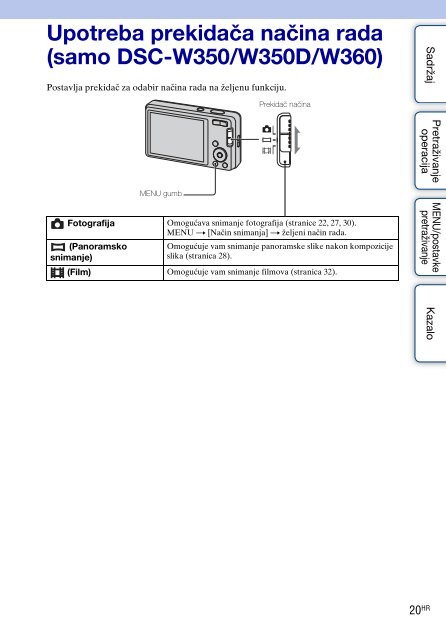 Sony DSC-W380 - DSC-W380 Guide pratique Croate