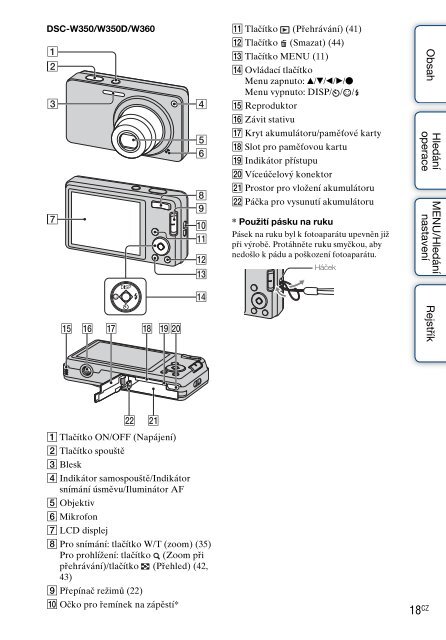 Sony DSC-W380 - DSC-W380 Guide pratique Tch&egrave;que