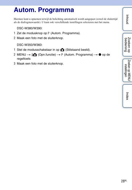 Sony DSC-W380 - DSC-W380 Guide pratique N&eacute;erlandais