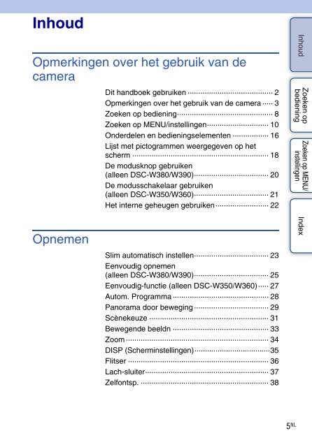 Sony DSC-W380 - DSC-W380 Guide pratique N&eacute;erlandais