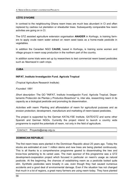 Status report on global Neem usage - Biblioteca Nacional de Portugal