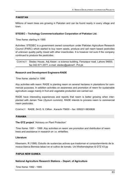 Status report on global Neem usage - Biblioteca Nacional de Portugal