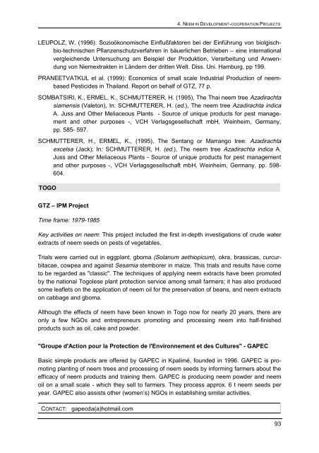 Status report on global Neem usage - Biblioteca Nacional de Portugal