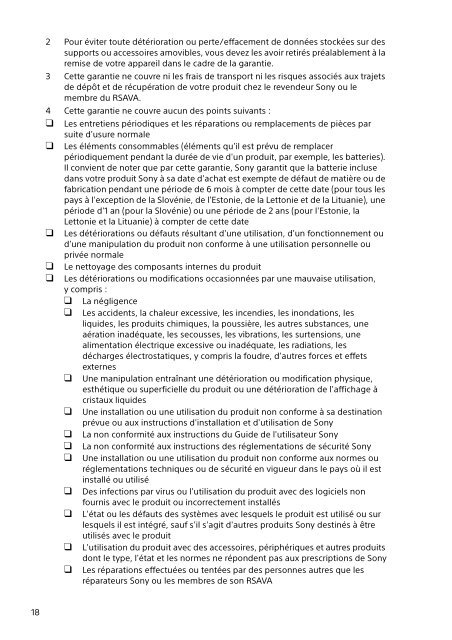 Sony SVJ2021V1E - SVJ2021V1E Documenti garanzia Francese