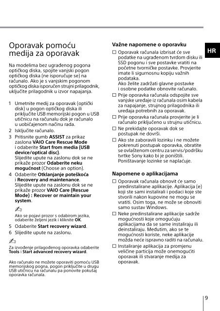 Sony SVJ2021V1E - SVJ2021V1E Guida alla risoluzione dei problemi Sloveno