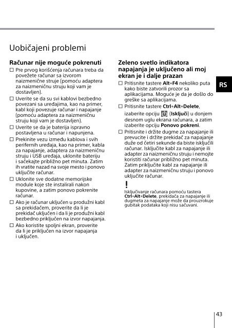 Sony SVJ2021V1E - SVJ2021V1E Guida alla risoluzione dei problemi Sloveno